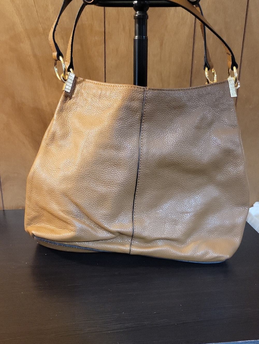Vince Camuto Leather Hobo Bag in Tan with Gold Hardware - Picture 2 of 6